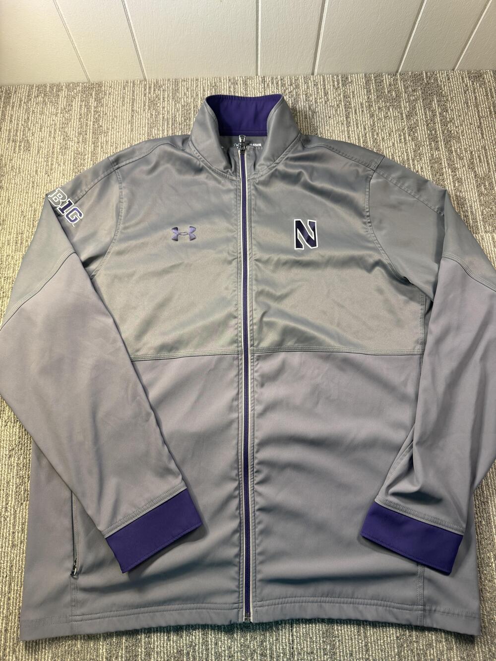 Northwestern Wildcats Jacket Mens XL Gray NCAA Football Under Armour Full Zip